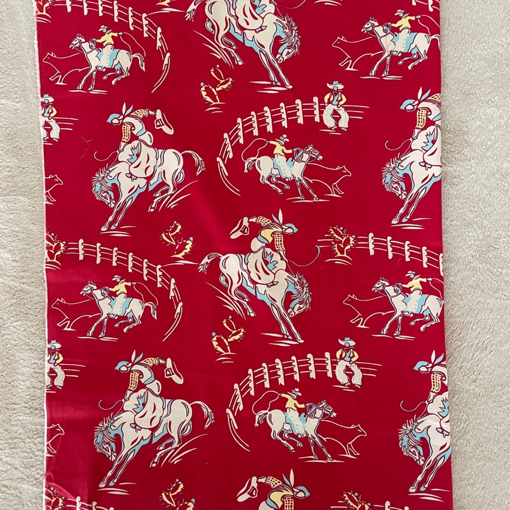 Vintage cotton fabric. One continuous piece. Measures 36 W 30 L